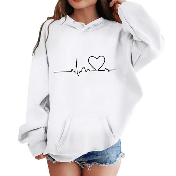 Tdoqot Girls Hoodies with Pocket- Fashion Kids Clothes Casual Long Sleeve Hooded Sweatshirt White Size 10-12
