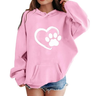 Tdoqot Girls Hoodies with Pocket- Kids Clothes Casual Long Sleeve Fashion Hooded Sweatshirt Pink Size 7-8