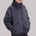 thumbnail image 1 of Tdoqot Girls Hoodless Fleece Jackets- Zip Up Warm Casual Fall Winter Kids Sherpa Coats Gray Size 5 T, 1 of 4