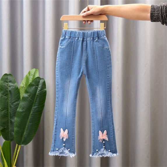 Tdoqot Girls Jeans- Stretch Pull on Spring Clothes Kids Denim Pants Pink Size 9-10Years