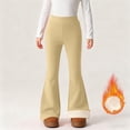 thumbnail image 1 of Tdoqot Girls Leggings Fleece Lined- Warm Stretch Casual High Waist Flare Winter Dance Pants Beige Size 6, 1 of 9