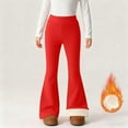 thumbnail image 1 of Tdoqot Girls Leggings Fleece Lined- Warm Stretch High Waist Casual Flare Winter Dance Pants Red Size 4, 1 of 9