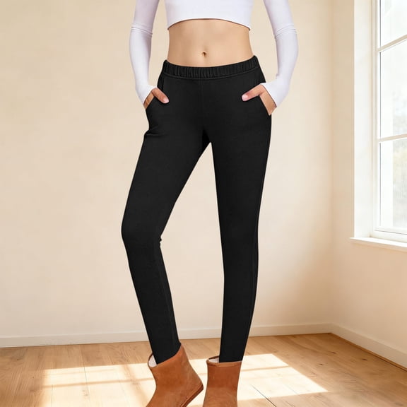 Tdoqot Girls Leggings with Pockets- Full Length Soft Casual High Waist Kids Dance Pants Black Size 10