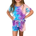 thumbnail image 1 of Tdoqot Girls Outfit Sets- Kids Summer Clotehs Fashion Tie-Dye Short Sleeve Sweat Shirts and Shorts Purple Size 3-4T, 1 of 4