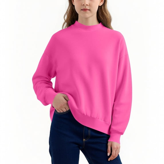 Tdoqot Girls Oversized Sweatshirt- Casual Long Sleeve Pullover Crewneck Kids Fall Tops Hot Pink Size 12