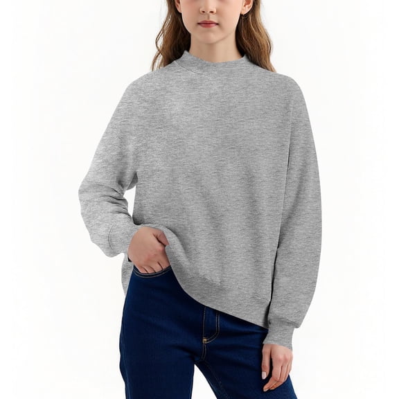 Tdoqot Girls Oversized Sweatshirt- Casual Pullover Long Sleeve Crewneck Kids Fall Tops Gray Size 6