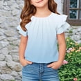 thumbnail image 1 of Tdoqot Girls Pleat T Shirts- Casual Ruffle Short Sleeve Cute Fashion Kids Summer Tops Blue Size 10, 1 of 6