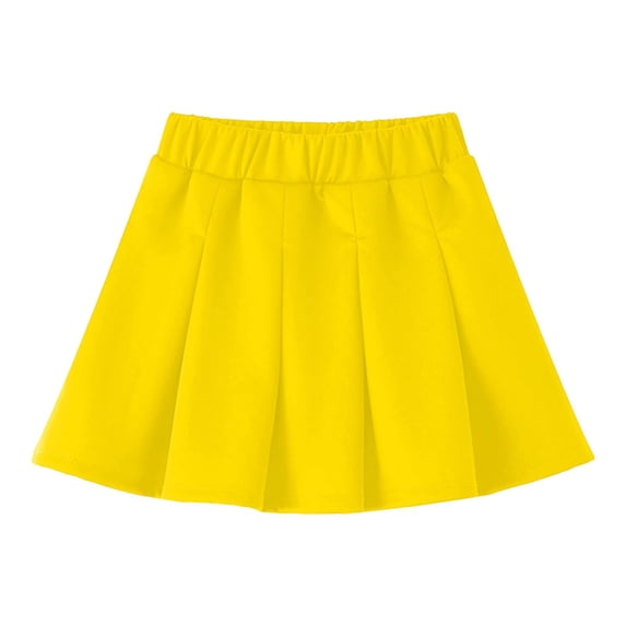 Tdoqot Girls Pleated Tennis Skirts- Cute Casual High Waist Stretch Kids Mini Skirts Yellow Size 3 T