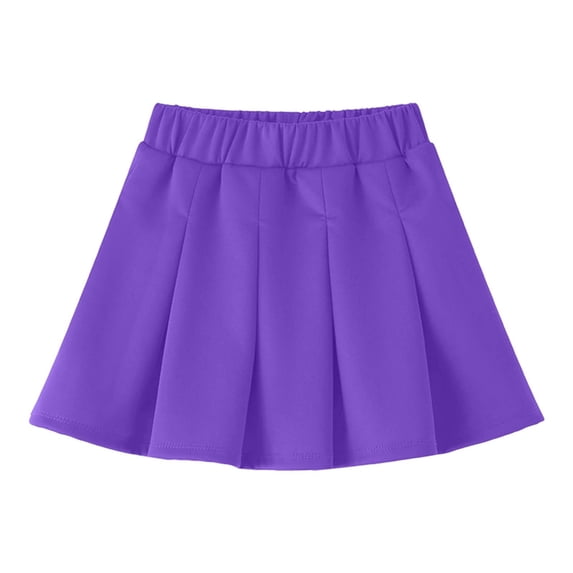 Tdoqot Girls Pleated Tennis Skirts- High Waist Cute Stretch Casual Kids Mini Skirts Purple Size 12 Years