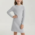 thumbnail image 1 of Tdoqot Girls Ribbed Shirt Dresses- Long Sleeve Casual Soft Knit Fall Midi Dresses Gray Size 8, 1 of 8