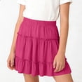thumbnail image 1 of Tdoqot Girls Ruffle Skirts- Elastic Waist A-line Cute Casual A-Line Uniform Mini Skirt Hot Pink Size 5-14, 1 of 6