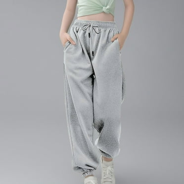 Tdoqot Girls Sweatpants with Pockets- Casual Fashion Baggy Drawstring Jogger Pants Gray Size 12