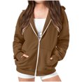 thumbnail image 1 of Tdoqot Girls Sweatshirt Jackets- Zip Up Loose Fit Fall Winter Casual Hoodies with Pockets Coffee Size 7-8, 1 of 4