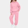 thumbnail image 1 of Tdoqot Girls Sweatsuits 2 PC Sets- Cute Casual Loose Long Sleeve Hoodie and Sweatpants Pink Size 3 T, 1 of 4