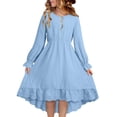 thumbnail image 1 of Tdoqot Girls Swing Dresses with Lace- Cotton Casual Pleated Long Sleeve Kids Spring Dresses Blue Size 8, 1 of 8