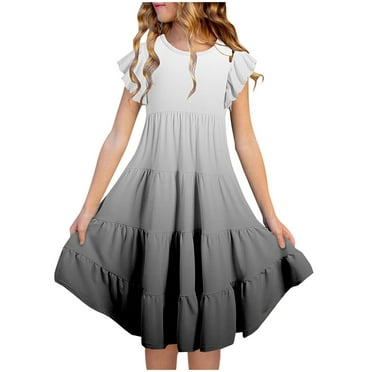 Tdoqot Girls Swing Sundress- Casual Summer Short Sleeve Cute Flowy Dresses Black Size 12