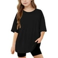 thumbnail image 1 of Tdoqot Girls T Shirts Loose Fit- Soft Casual Short Sleeve Crewneck Kids Summer Tops Black Size 10 Years, 1 of 8