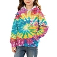 thumbnail image 1 of Tdoqot Girls Tie Dye Fashion Hoodie- Long Sleeve Casual Fall Cute Kids Pullover Sweatshirt Multicolor Size 4-14, 1 of 7