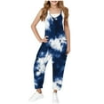 thumbnail image 1 of Tdoqot Girls Tie Dye Jumpsuit with Pockets- Casual Wide Leg Cute Halter Kids Overalls Navy Size 6, 1 of 7