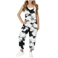 thumbnail image 1 of Tdoqot Girls Tie Dye Jumpsuit with Pockets- Wide Leg Casual Halter Cute Kids Overalls Black Size 10, 1 of 7