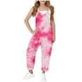thumbnail image 1 of Tdoqot Girls Tie Dye Jumpsuit with Pockets- Wide Leg Cute Halter Casual Kids Overalls Pink Size 14, 1 of 7