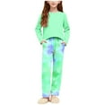 thumbnail image 1 of Tdoqot Girls Tie Dye Outfit Sets- Casual Cute Long Sleeve Fashion Kids Shirts and Pants Spring Clothes Green Size 6, 1 of 7