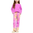 thumbnail image 1 of Tdoqot Girls Tie Dye Outfit Sets- Cute Casual Long Sleeve Fashion Kids Shirts and Pants Spring Clothes Hot Pink Size 12, 1 of 7
