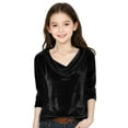 thumbnail image 1 of Tdoqot Girls Velvet T-Shirts- V-Neck Long Sleeve Soft Dressy Casual Party Tops Black Size 5, 1 of 6