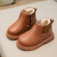 thumbnail image 1 of Tdoqot Girls Winter Boots Fuzzy Lined- Faux Leather Warm Side Zipper Ankle Boots Brown Size Little Girl 3, 1 of 4