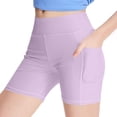 thumbnail image 1 of Tdoqot Girls Yoga Shorts with Pockets- Stretch Slim Fit High Waist Bike Shorts Purple Size 8, 1 of 6