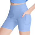 thumbnail image 1 of Tdoqot Girls Yoga Shorts with Pockets- Stretch Slim Fit High Waist Bike Shorts Sky Blue Size 10, 1 of 6