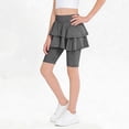 thumbnail image 1 of Tdoqot Girls Yoga Shorts with Skirt- Soft Cotton Ruffle Summer High Waist Kids Dance Shorts Dark Gray Size 6, 1 of 7