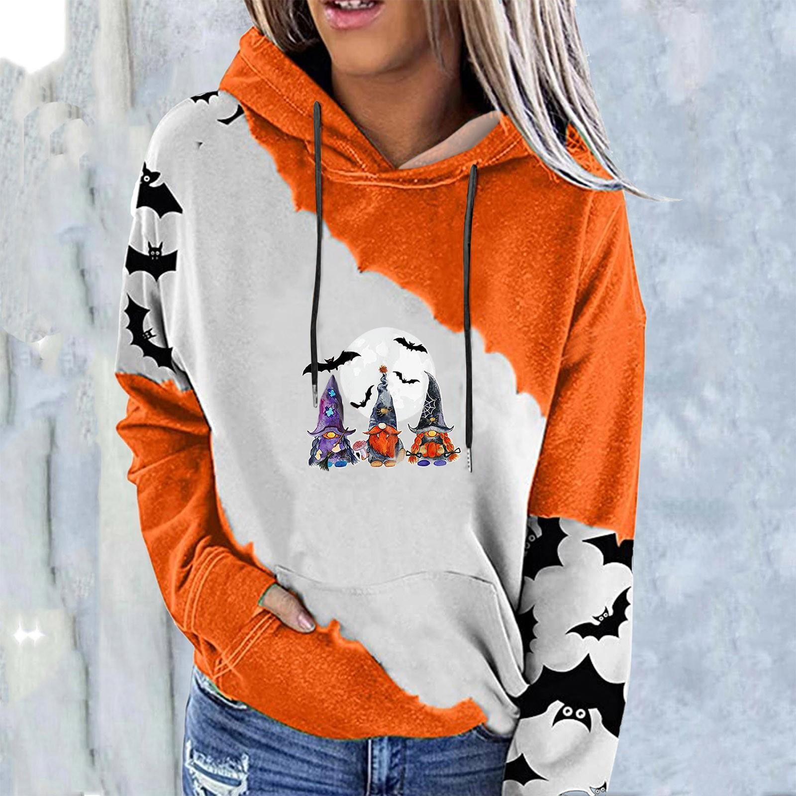 Tdoqot Halloween Hoodies for Women Baggy Pumpkin Spirit Casual Fashion