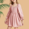thumbnail image 1 of Tdoqot Little Girls Dresses- Cotton Crew Neck Casual Dress Long Sleeve Kids Spring Clothes Pink Size 10T, 1 of 4