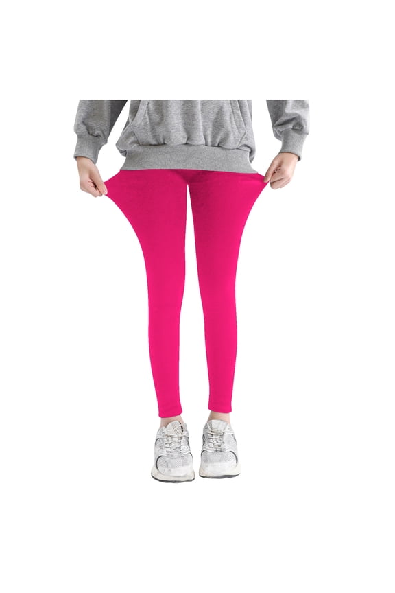 Little Girls Leggings- Cotton Stretch Soft Tight Dance Pants Hot Pink Size 2T