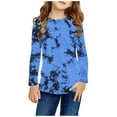 thumbnail image 1 of Tdoqot Little Girls Tie Dye T Shirts- Crewneck Casual Fashion Long Sleeve Kids Tops Multicolor Size 13-14 Years, 1 of 6