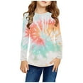 thumbnail image 1 of Tdoqot Little Girls Tie Dye T Shirts- Crewneck Fashion Long Sleeve Casual Kids Tops Multicolor Size 9-10 Years, 1 of 6