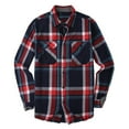 thumbnail image 1 of Tdoqot Long Sleeve Shirts for Men Button Down- Casual Loose Crew Neck Plaid Flannel Shirts Navy Size L, 1 of 7