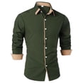 thumbnail image 1 of Tdoqot Long Sleeve Shirts for Men Button Down- Fashion Casual Loose Crew Neck Dress Shirts Army Green Size S, 1 of 5
