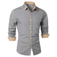 thumbnail image 1 of Tdoqot Long Sleeve Shirts for Men Button Down- Loose Casual Fashion Crew Neck Dress Shirts Gray Size L, 1 of 1