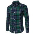 thumbnail image 1 of Tdoqot Long Sleeve Shirts for Men Button Down- Loose Casual Plaid Crew Neck Flannel Shirts Green Size S, 1 of 1