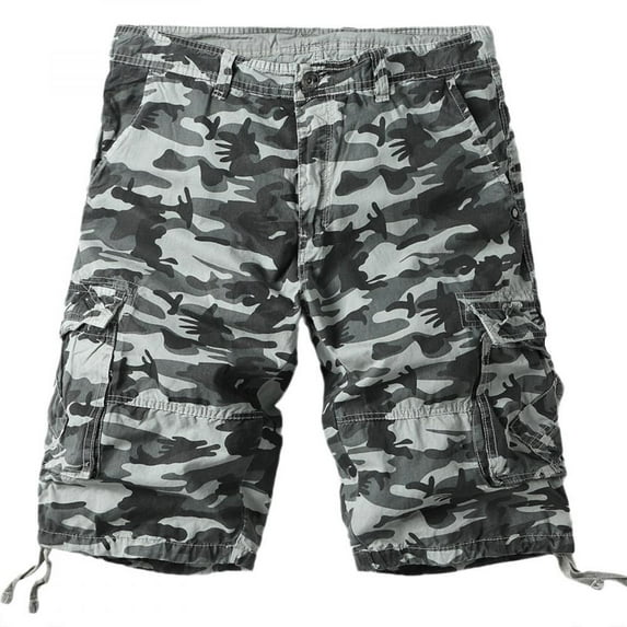Tdoqot Men's Camouflage Shorts- Casual Pocket Clearance Stretch Relaxed Fit Cotton Summer Cargo Shorts Gray