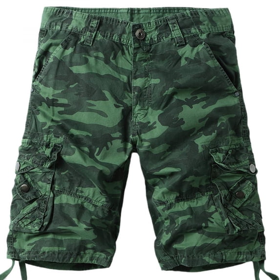 Tdoqot Men's Camouflage Shorts- Casual Pocket Cotton Stretch Clearance Relaxed Fit Summer Cargo Shorts Green