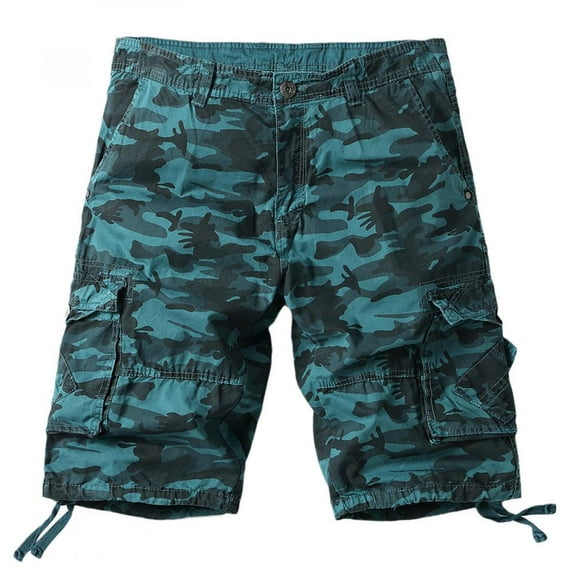 Tdoqot Men's Camouflage Shorts- Cotton Clearance Casual Summer Pocket Relaxed Fit Stretch Cargo Shorts Blue