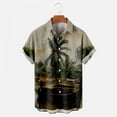 thumbnail image 1 of Tdoqot Men's Hawaiian Shirt- Short Sleeve Casual With pockets Printed Turndown Collar Vacation Mens Shirts Gray 3XL, 1 of 5