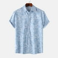 thumbnail image 1 of Tdoqot Men's Hawaiian Shirts- Button Down Fashion Casual Short Sleeve Beach Shirts Sky Blue Size 2XL, 1 of 9