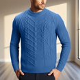 thumbnail image 1 of Tdoqot Mens Cable Chunky Sweaters- Long Sleeve Casual Crewneck Warm Winter Pullovers Blue Size 2XL, 1 of 7