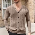 thumbnail image 1 of Tdoqot Mens Cardigan Sweaters- V-Neck Knit Casual Button Down Winter Texture Cardigans Brown Size XS-2XL, 1 of 7