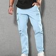 thumbnail image 1 of Tdoqot Mens Cargo Pants- Baggy Straight Leg Stretch Casual Work Pants Sky Blue Size 29, 1 of 7