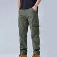 thumbnail image 1 of Tdoqot Mens Cargo Pants- Cotton Straight Leg Stretch Casual Work Pants Army Green Size 38, 1 of 4